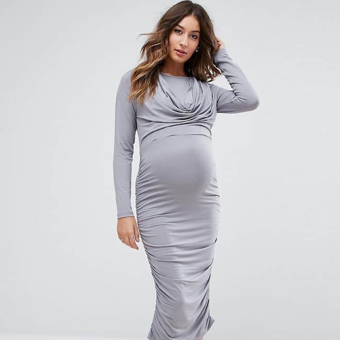 gray maternity dress