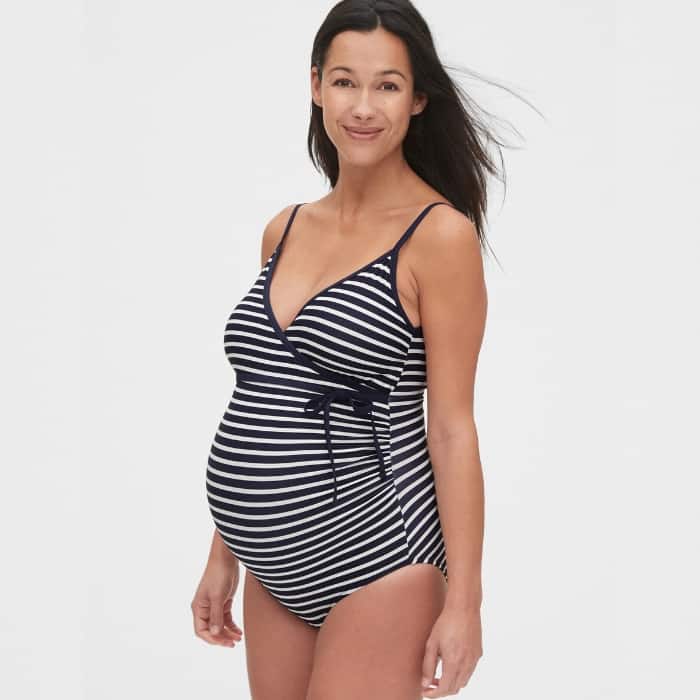 one piece striped maternity bathing suit