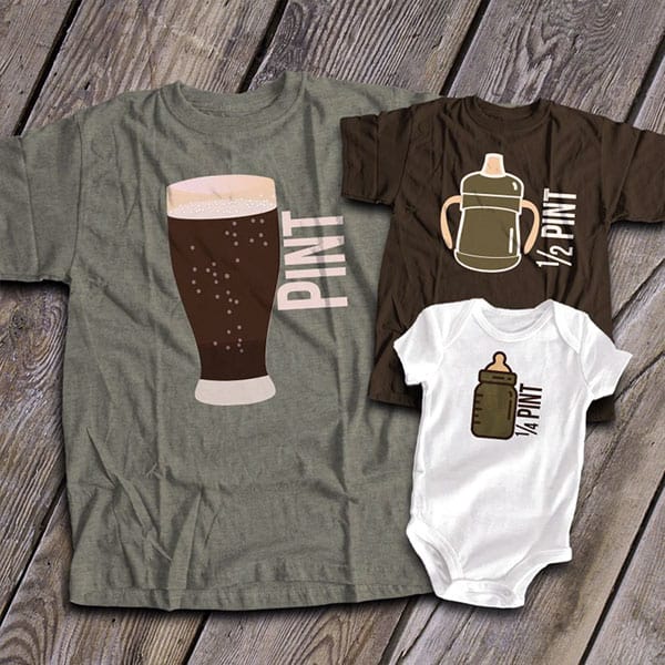 Half pint and pin father and baby shirt onesie