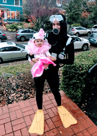 mom and baby scuba and fish costume