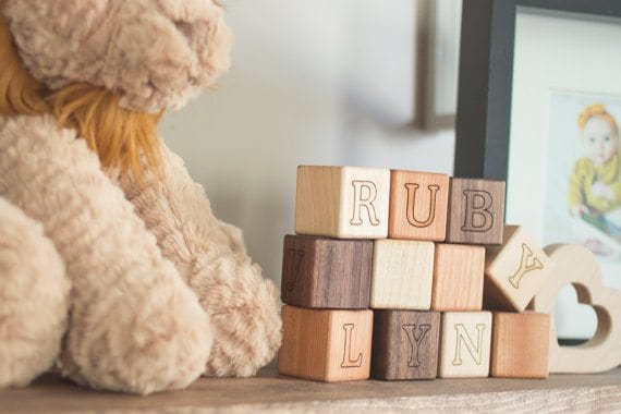 Personalized Baby Gifts: wooden blocks