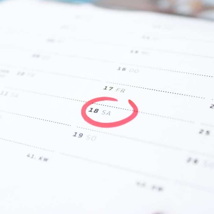 date in a calendar circled