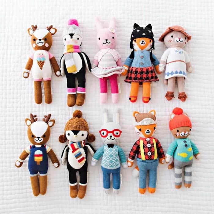ten knitted cuddle and kind dolls