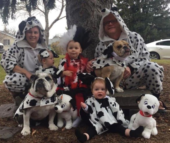family dressed up as dalmations