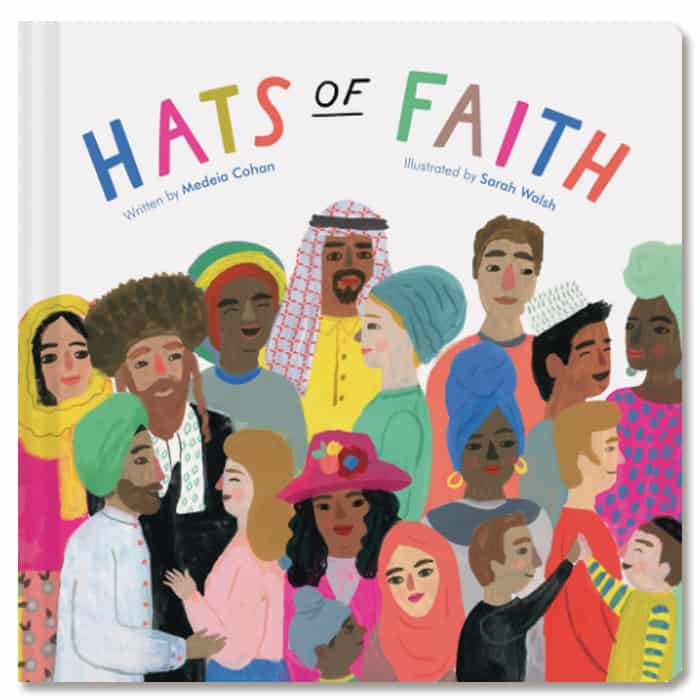Cover of board book Hats of Faith as example of unique board book to help build baby's first library