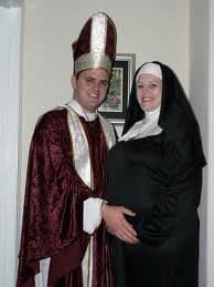 Priest and pregnant nun halloween costume