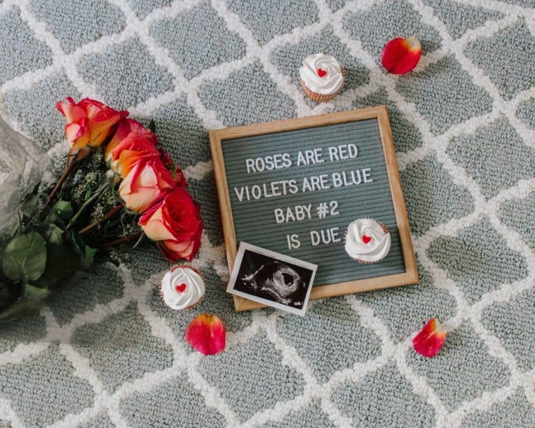 Valentines themed pregnancy announcement