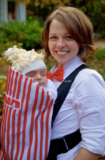 DIY popcorn carrier baby halloween costume