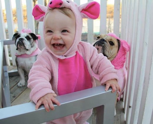 baby dressed as pig for baby halloween costume