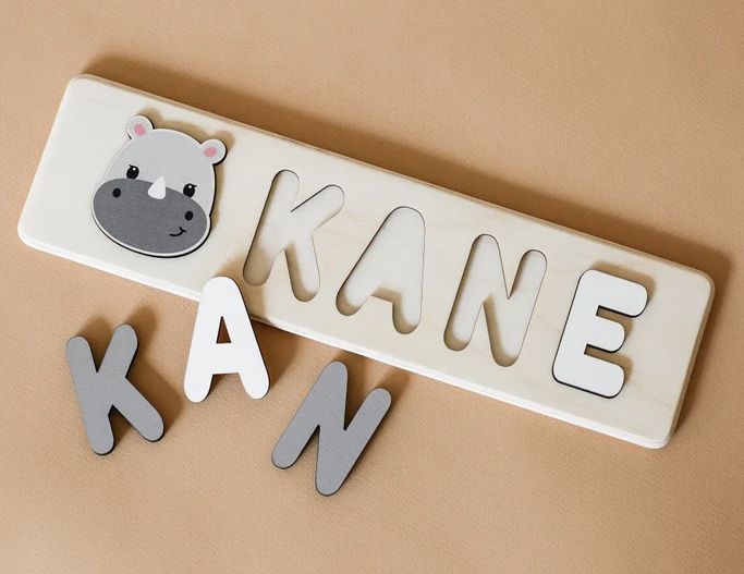 custom wooden name puzzle with the name Kane