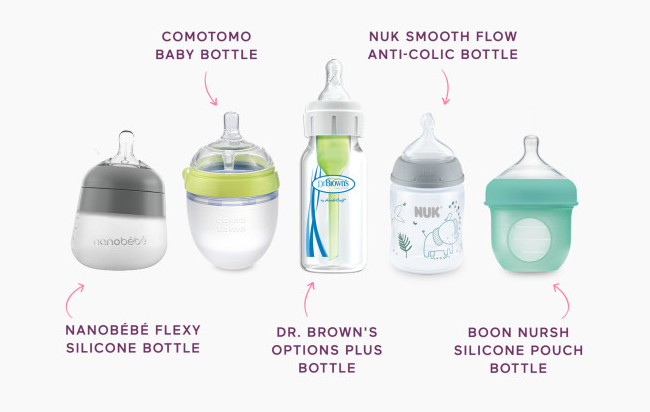 5 bottles that come in the babylist baby bottle box