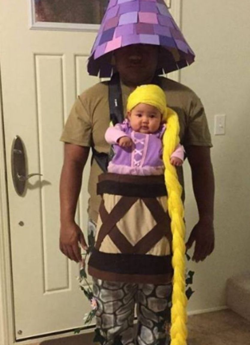 dad and baby rapunzel funny halloween costume