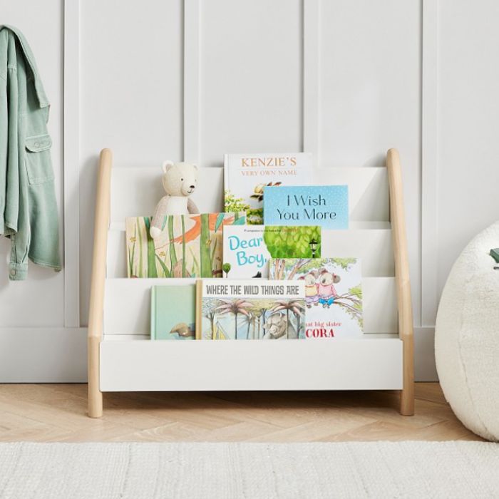 baby books on a bookshelf
